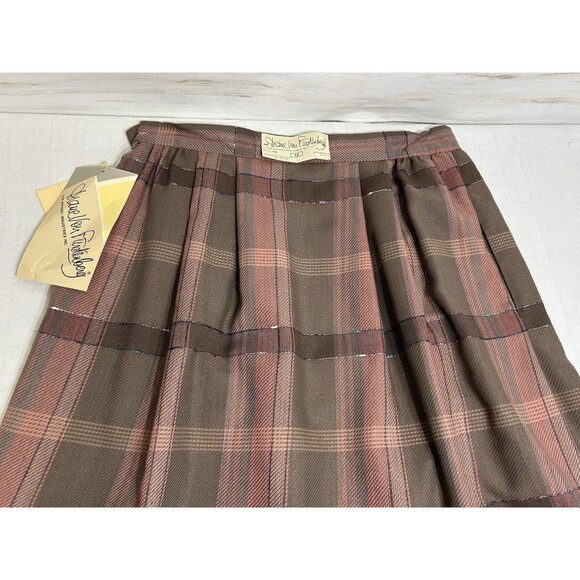 VINTAGE NWT! New Diane Von Furstenberg 12 Womens Long Pleated Plaid A-LINE Skirt - Picture 9 of 16